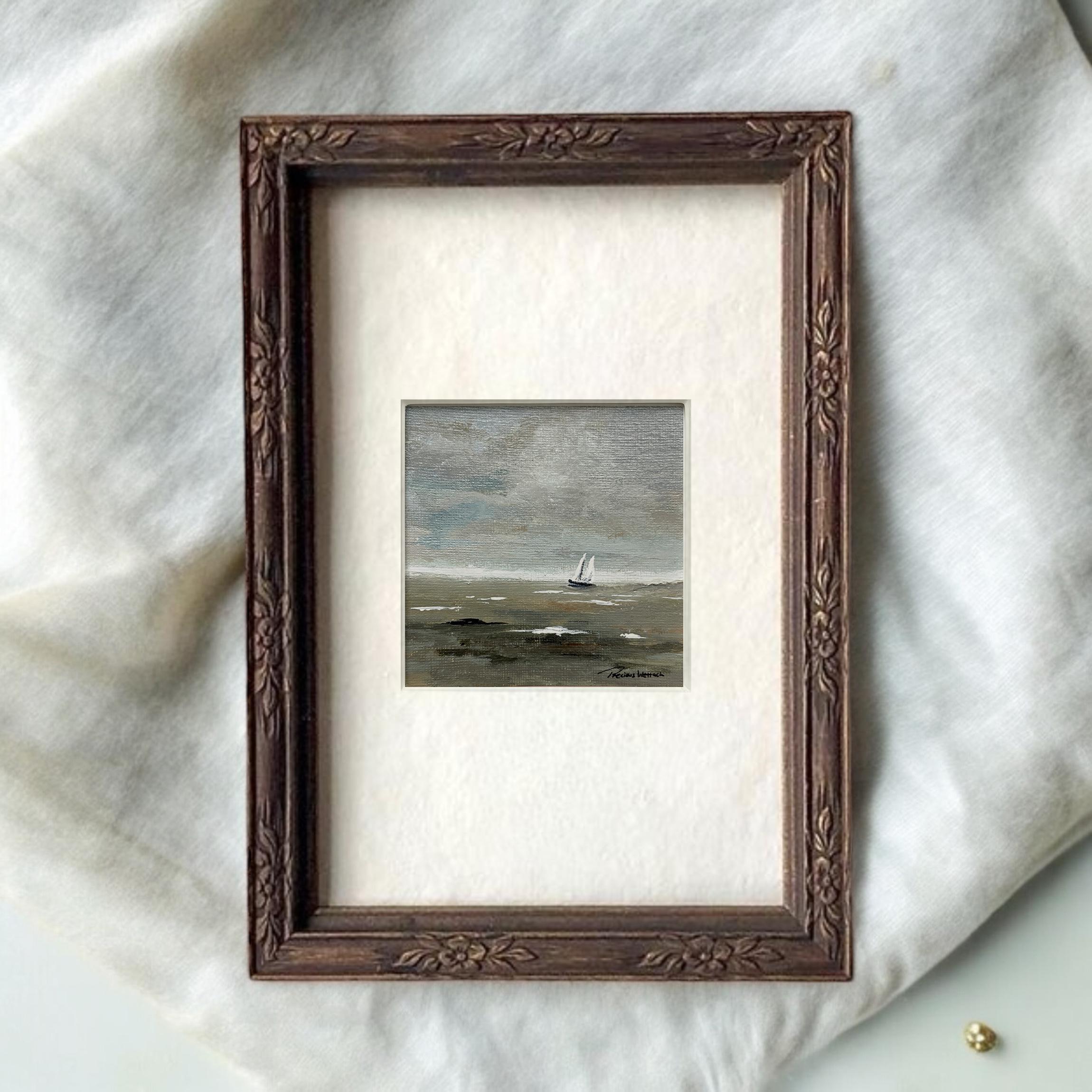 Framed Original Mini Sailboat Acrylic Painting
