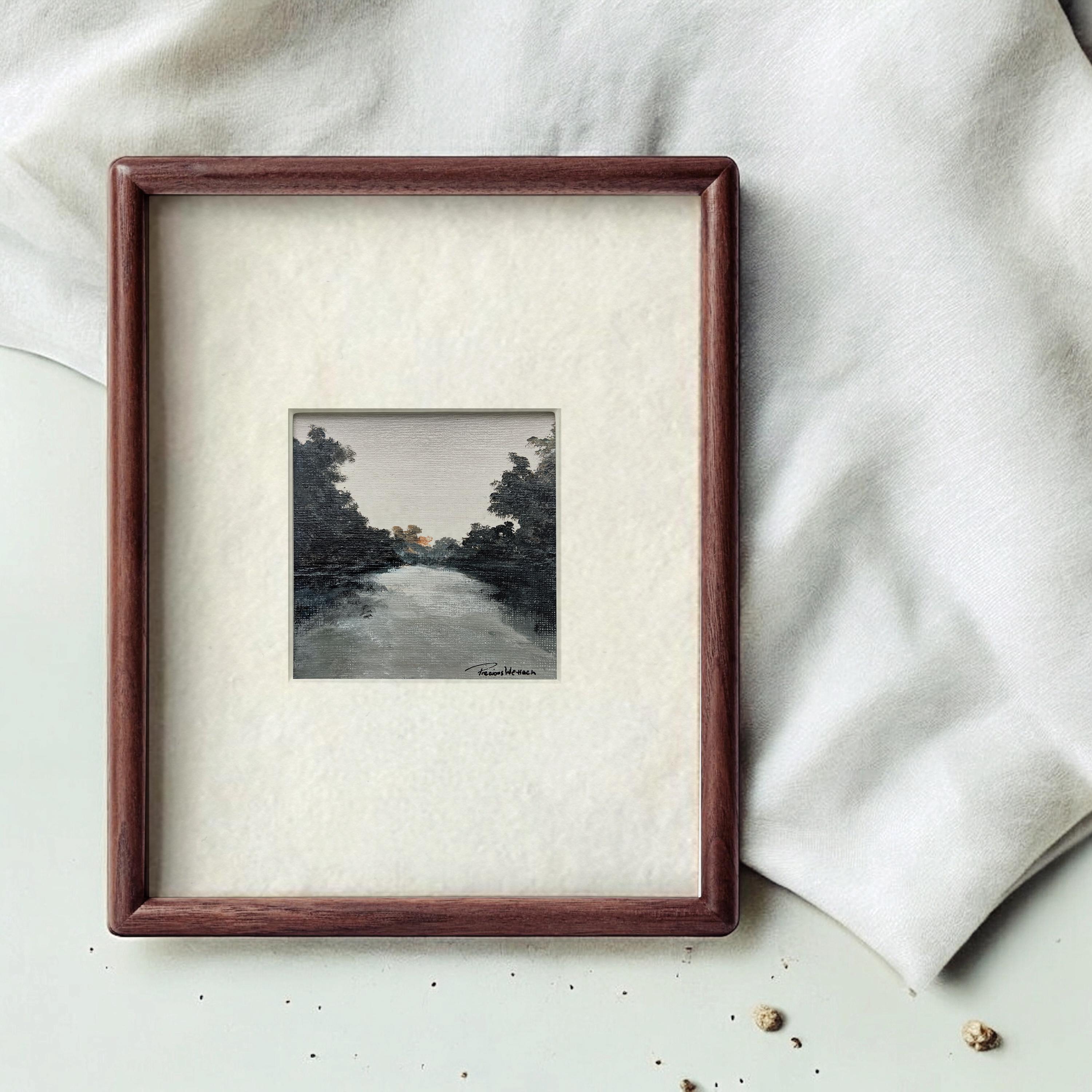 Framed Original Mini Moody River Acrylic Painting